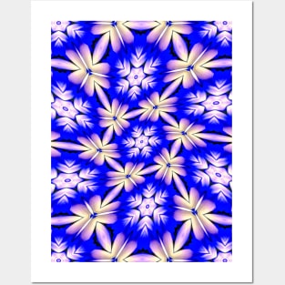 Blue and White Flower Pattern Posters and Art